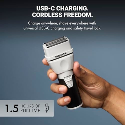 BaBylissPRO COREFX Professional Double Foil Electric Shaver for Men Waterproof Cordless WetDry Foil Razor with 9000 RPM Motor and USBC Charging - Image 3