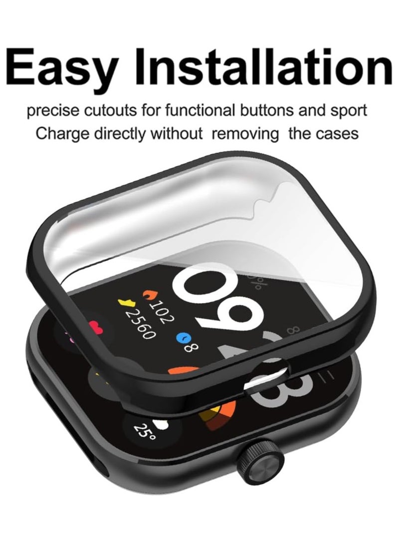 VKL [2 Pack]Case Compatible with Xiaomi Redmi Watch 4, Silver Black All-Round Protective Case with Screen Protector, [Anti-Stain] [Anti-Scratch] TPU Protective Case - Image 2