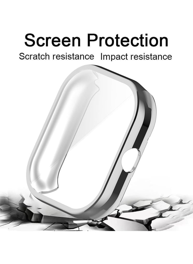 VKL [2 Pack]Case Compatible with Xiaomi Redmi Watch 4, Silver Black All-Round Protective Case with Screen Protector, [Anti-Stain] [Anti-Scratch] TPU Protective Case - Image 3