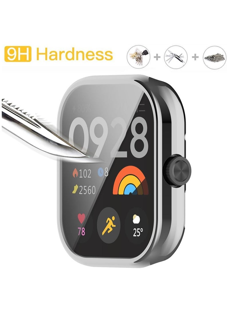 VKL [2 Pack]Case Compatible with Xiaomi Redmi Watch 4, Silver Black All-Round Protective Case with Screen Protector, [Anti-Stain] [Anti-Scratch] TPU Protective Case - Image 4