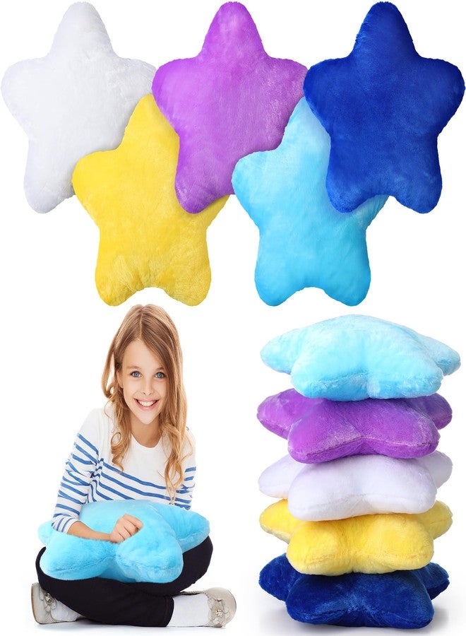 Soaoo 5 Pcs Star Fluffy Pillow Shaped Star Throw Pillow Kids Aesthetic Decor Soft Preppy Cute Cushion for Sofa Living Room Bedroom 15.75 Inches(Mix Color) - Image 1