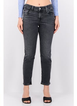 Women Slim Fit Washed Stretchable Jeans, Washed Black