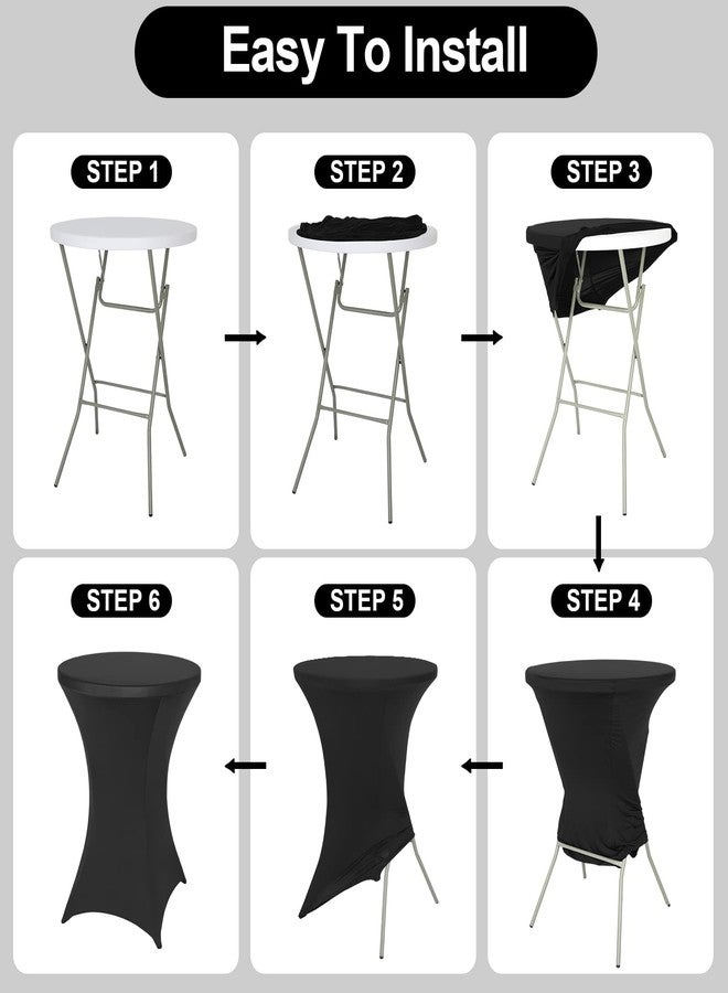 FestiCorp Spandex Black Table Cover, Cocktail Fitted Tablecloths, Round Highboy Stretch Table Covers Cloths for Party, Bar, Wedding, Birthday, Banquet, 30"-32" Diameter x 40"-43" Height - Image 5