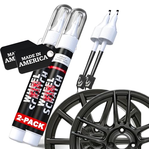 Wheel Scratch Fix® Gray Touch Up Paint for Cars - DIY Alloy Wheel Paint Repair, Curb Rash Remover with Fast-Drying Pen - Long-Lasting OEM Finish Car Rim Paint for Scuffs and Chips at Home, 2-Pack (GRAY PACK (ANTHRACITE & SATIN DARK GREY)) - Image 1