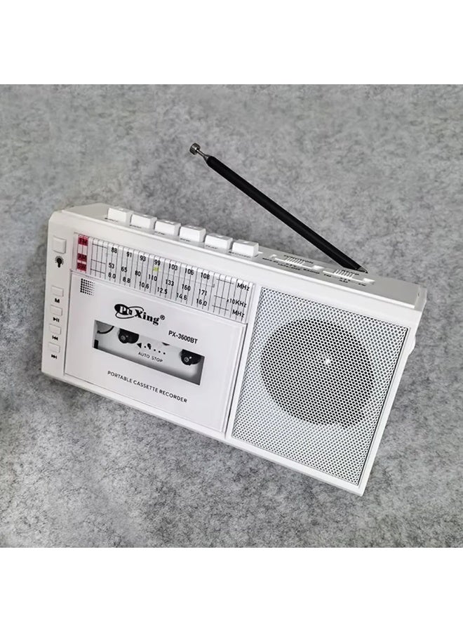بوكسينج راديو كاسيت محمول PX-3600BT مع بلوتوث، راديو FM/AM/SW، مشغل MP3، منفذ USB و خاصية التسجيل لون ابيض - Image 2
