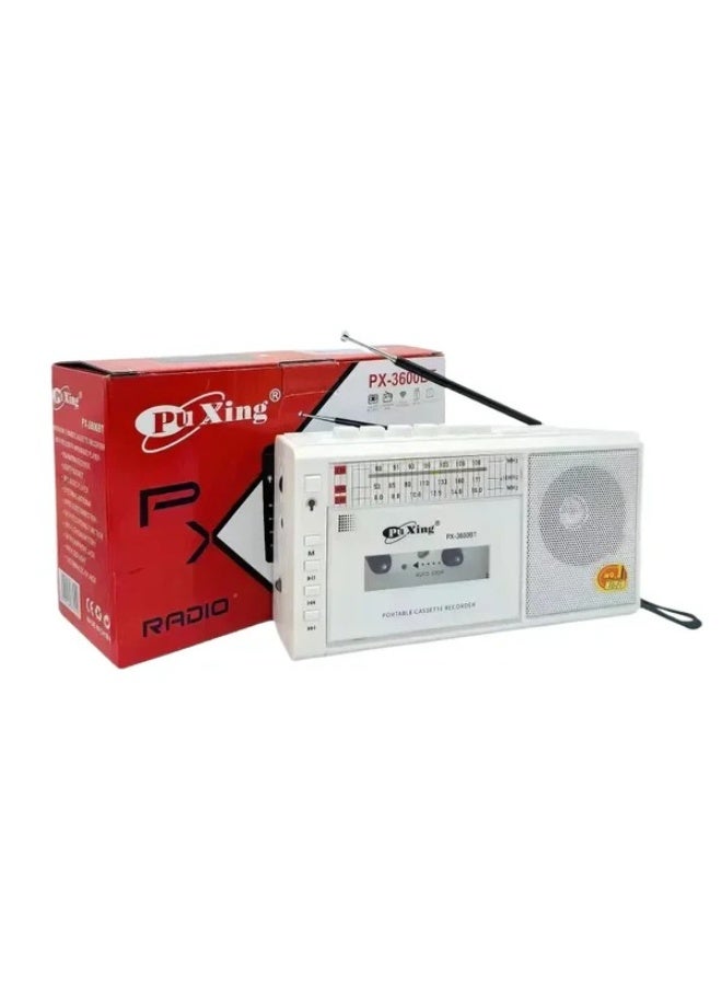 بوكسينج راديو كاسيت محمول PX-3600BT مع بلوتوث، راديو FM/AM/SW، مشغل MP3، منفذ USB و خاصية التسجيل لون ابيض - Image 3