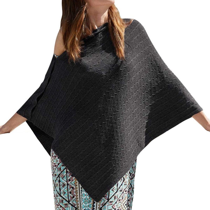 Puli Women's Versatile Knitted Shawls Scarf Poncho Sweater with Buttons Lightweight Spring Summer Fall Wraps - Image 1