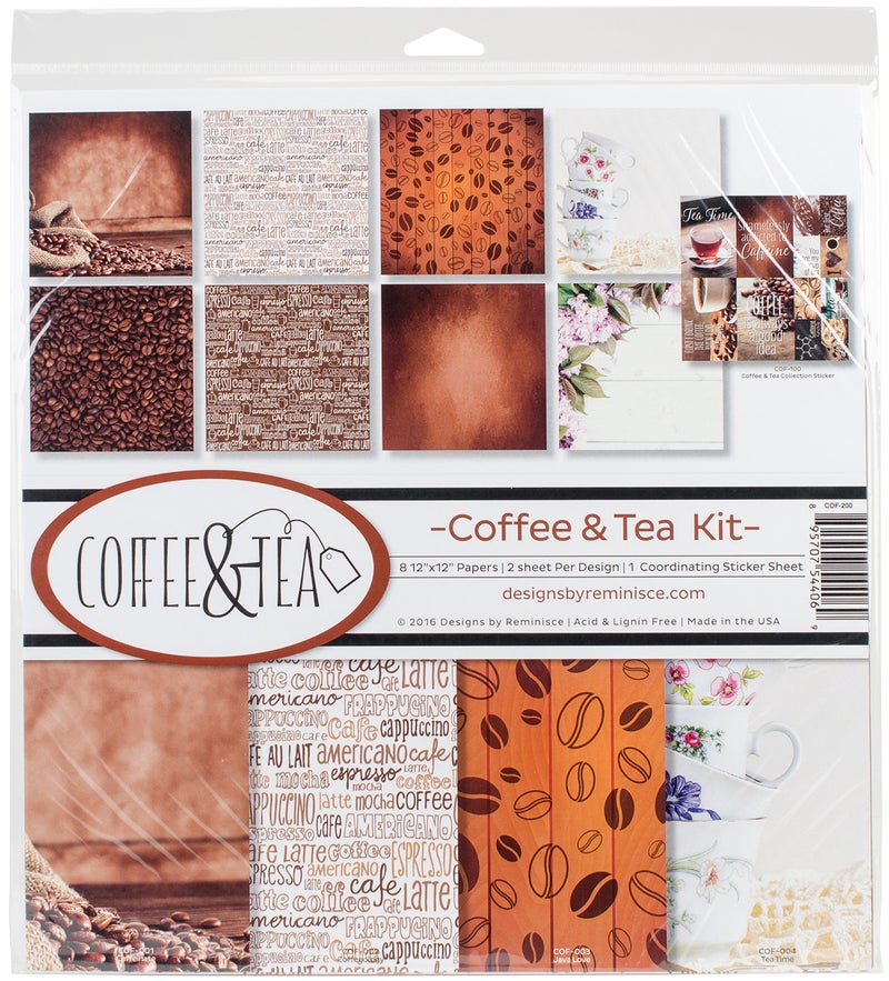 Reminisce COF200 Coffee  Tea Scrapbook Collection Kit 12x12 inches Multicolor
