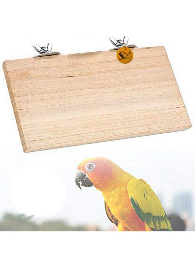 سايج سكوير منصة مستطيلة من الخشب الطبيعي مقاس 12 × 4.5 بوصة - مكان مثالي للعب لصديقك الريشي، تعزز الصحة البدنية والعقلية، تخلق بيئة طبيعية لطائرك المحبوب - Image 1