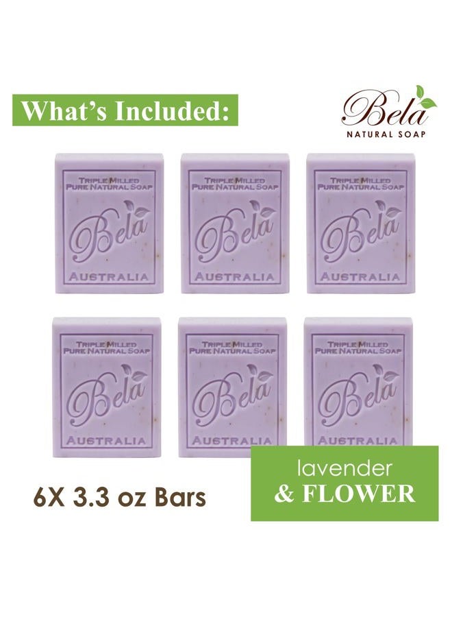 BELA Bath & Beauty, Lavender & Flower, Triple French Milled Moisturizing Soap Bars, No Harsh Ingredients, 3.5 oz each - 6 Pack - Image 2