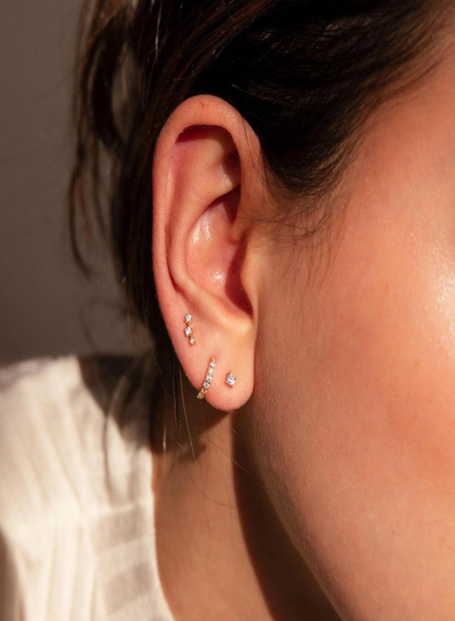 PLOMFOV Gold Flat Back Earrings | Hoop Cartilage Earring Sets for Multiple Piercing | 14K Gold Plated 20G Stud Earrings Stacks for Women | Cartilage Helix Tragus Piercing Gold Tone - Image 2