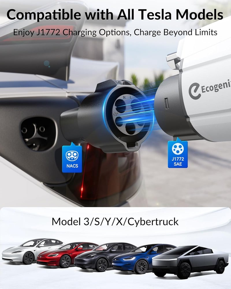 Ecogenix J1772 to Tesla Charger Adapter - Max 80A/250V for Tesla Models - Image 3