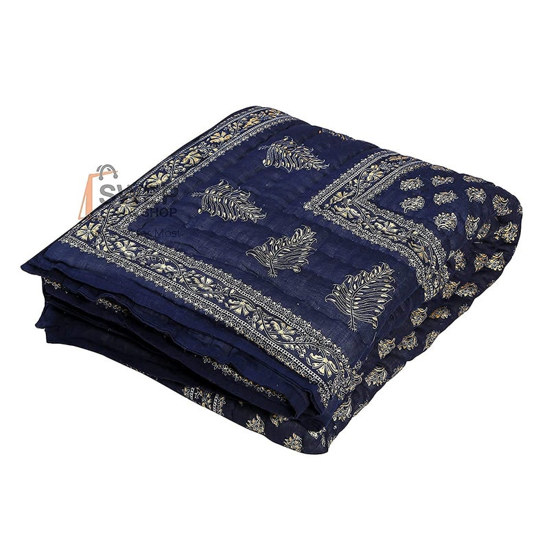 LOARSHY Pure Cotton 210 TC Floral Quilt | Lightweight and Warm Jaipuri Rajasthani Double Bed Razai | Soft Razai for Winters |Gift Item - Image 1