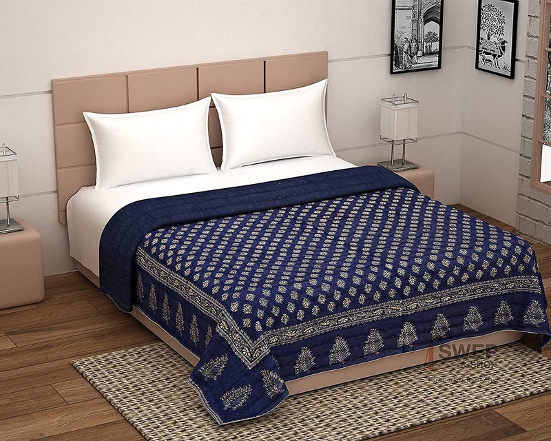 LOARSHY Pure Cotton 210 TC Floral Quilt | Lightweight and Warm Jaipuri Rajasthani Double Bed Razai | Soft Razai for Winters |Gift Item - Image 3