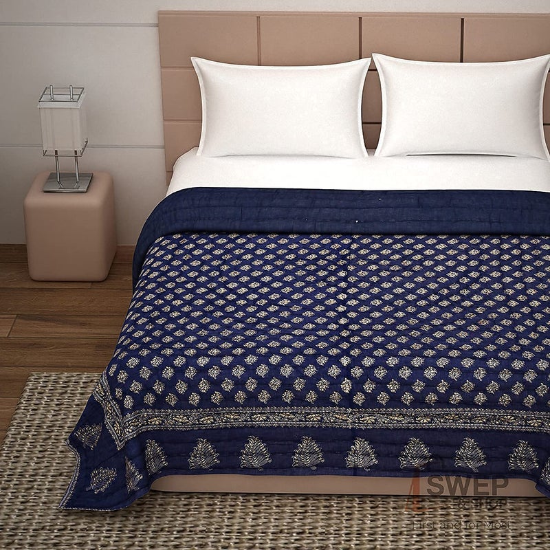 LOARSHY Pure Cotton 210 TC Floral Quilt | Lightweight and Warm Jaipuri Rajasthani Double Bed Razai | Soft Razai for Winters |Gift Item - Image 4
