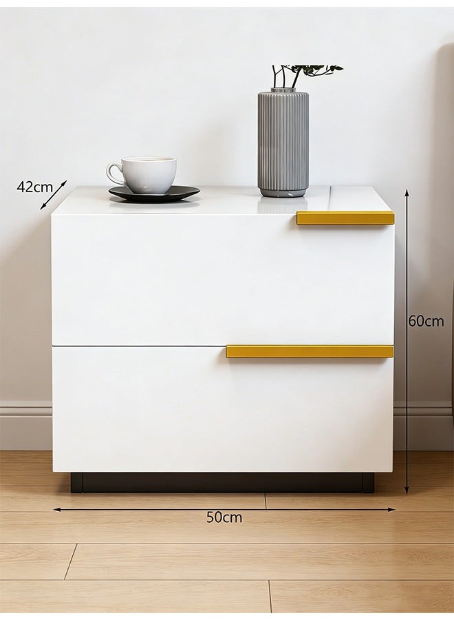 طاولة السرير الحديثة البسيطة ، مجلس الوزراء الجانبي الليلي يأتي مع درجين ومقبضات ، خزانة تخزين صغيرة مناسبة لغرفة النوم والأريكة بجانب السرير وغرفة المعيشة - Image 2