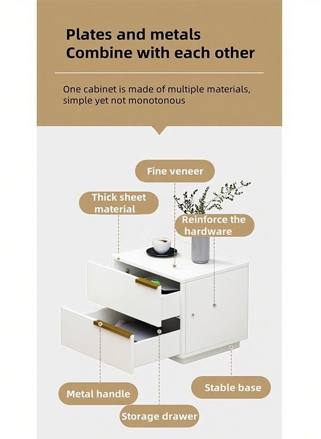 طاولة السرير الحديثة البسيطة ، مجلس الوزراء الجانبي الليلي يأتي مع درجين ومقبضات ، خزانة تخزين صغيرة مناسبة لغرفة النوم والأريكة بجانب السرير وغرفة المعيشة - Image 5