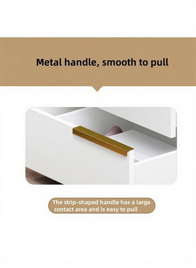 طاولة السرير الحديثة البسيطة ، مجلس الوزراء الجانبي الليلي يأتي مع درجين ومقبضات ، خزانة تخزين صغيرة مناسبة لغرفة النوم والأريكة بجانب السرير وغرفة المعيشة - Image 3