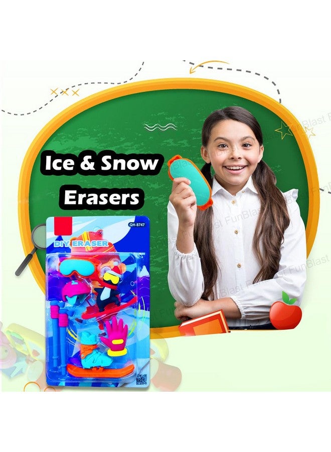 فنبلاست ممحاة فن بلاست للأطفال - 8 قطع من ممحاة الثلج والجليد، ممحاة أنيقة للمدرسة والمكتب، هدية قرطاسية للأطفال، ممحاة كاواي للأطفال والفتيات، هدية عيد ميلاد للأطفال (متعددة الألوان) - Image 4