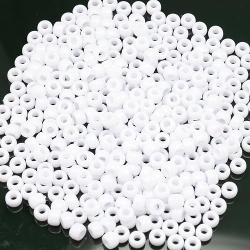 Gxueshan 1000 Pcs Acrylic White Pony Beads 6x9mm Bulk for Friendship Bracelet Necklace Jewelry Making Earring Hair Braiding - Image 2