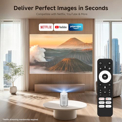 iSinbox Short Throw1500ANSIBuilt in Apps 4K Outdoor Projector with WiFi and Bluetooth Auto Focus Projector with DualMode Stand Smart Portable Proyector with NetflixYouTubePrimeVideo Dolby - Image 3