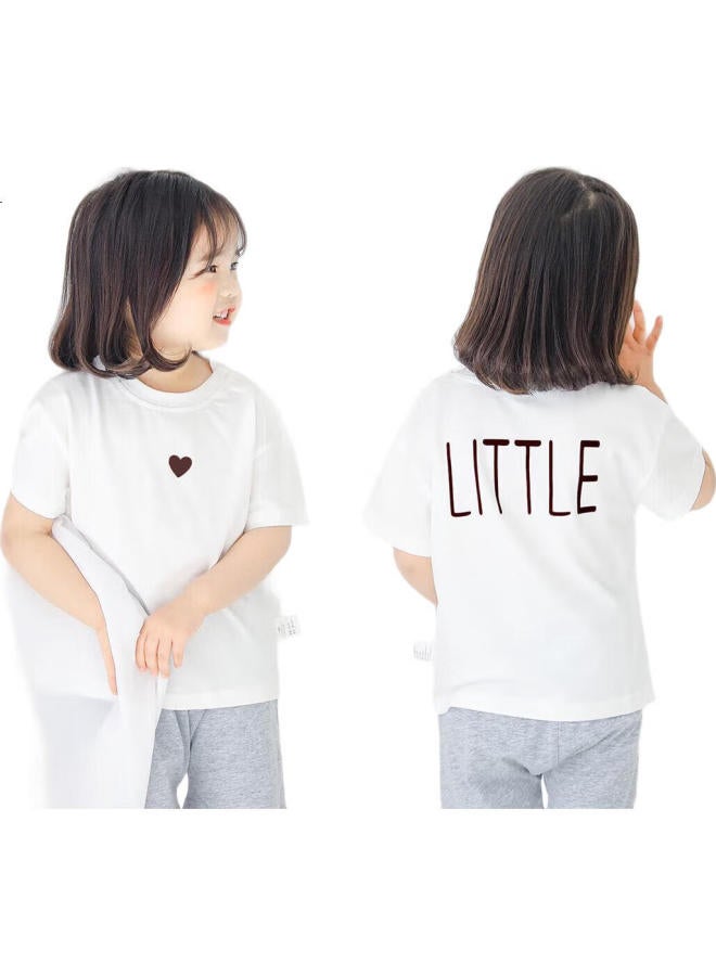 Yuzhaolin 2-Pack Girls' Short-Sleeve T-Shirts, Children'S Cotton T-Shirts, Versatile Tops For Girls, Casual Wear, Solid Color Heart Pattern - Image 2