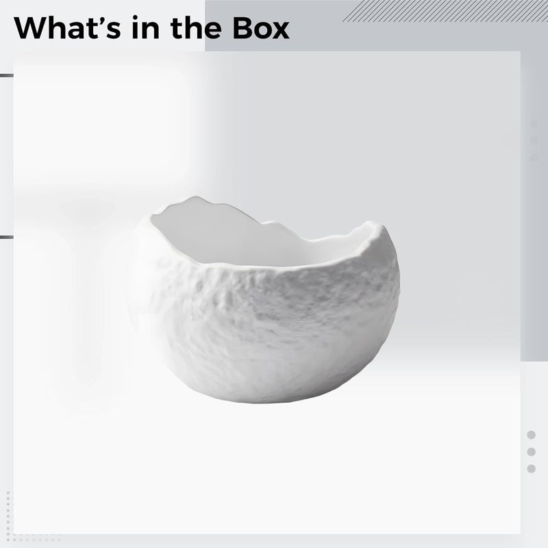 White Ceramic Egg Bowl, Rock Texture, 500 Ml, Tableware For Soup - Image 5