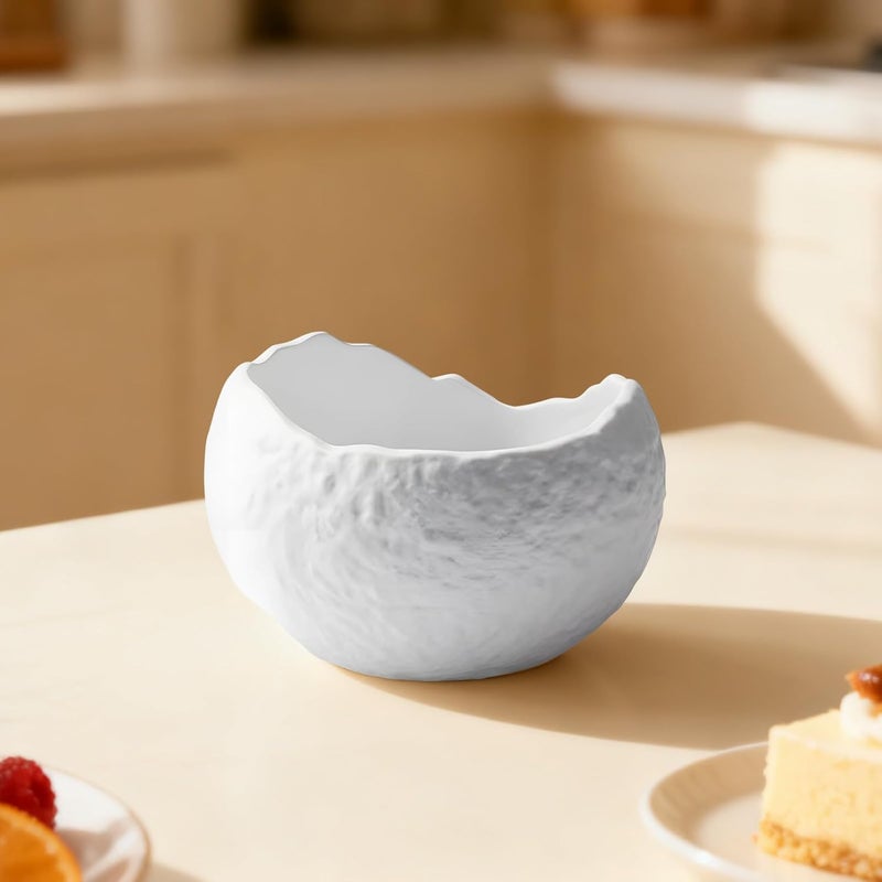 White Ceramic Egg Bowl, Rock Texture, 500 Ml, Tableware For Soup - Image 3