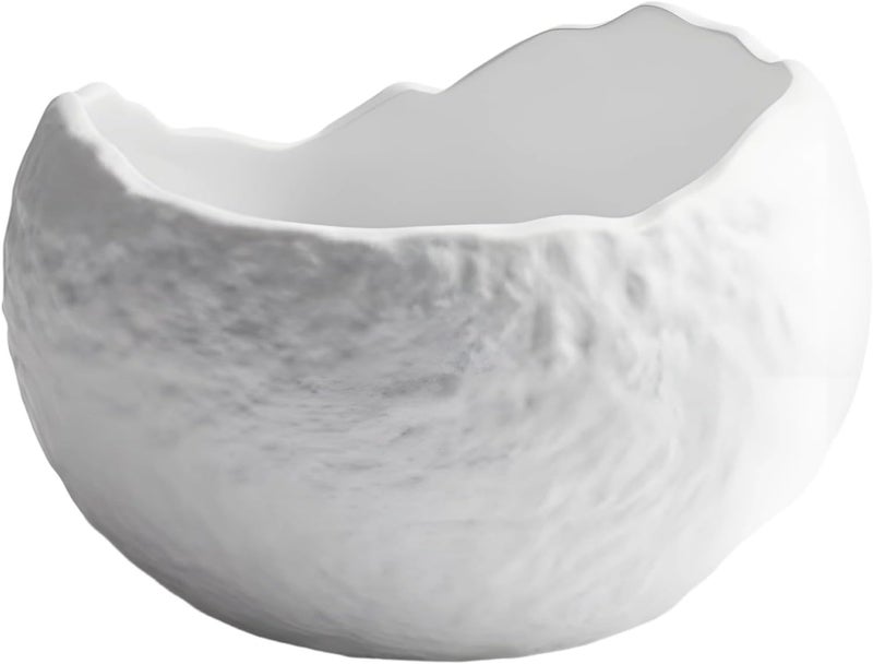 White Ceramic Egg Bowl, Rock Texture, 500 Ml, Tableware For Soup - Image 1