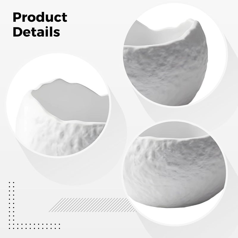 White Ceramic Egg Bowl, Rock Texture, 500 Ml, Tableware For Soup - Image 2