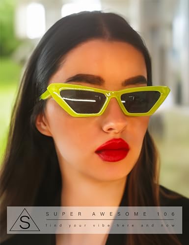 SA106 Womens Neon Pop Color 80s Squared Cat Eye Sunglasses (pink) - Image 3