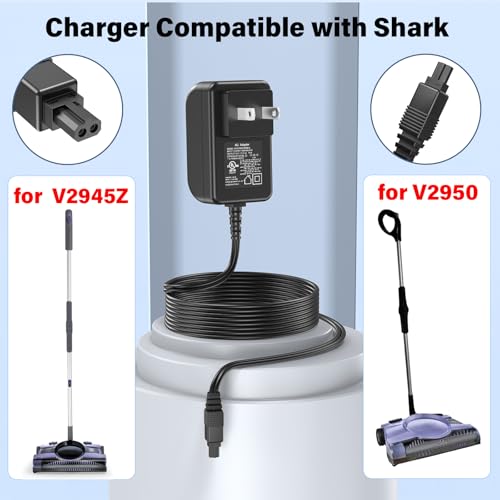 HIENADTOR Sweeper Vacuum Charger for Shark V2945Z Rechargeable Floor Carpet Sweeper, Power Cord AC Adapter for Shark 12 inch 12" Electric Cordless Hardwood Sweeper XA2950 V2950 YLS0041T110025 YLS0041-T110025 - Image 2