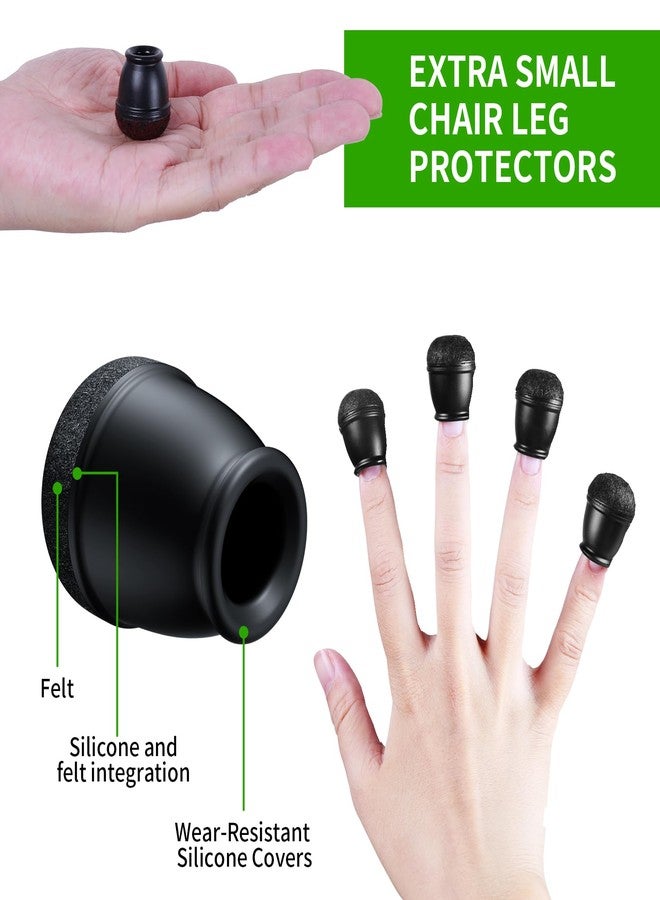 GAGUIUP 24 Pcs Extra Small Chair Leg Floor Protectors, Silicone Chair Leg Protectors for Hardwood Floors, Round Felt Pads Caps Chair Leg Covers to Protect Floors from Scratches & Noise(Black, Fit 0.35"-0.55") - Image 4