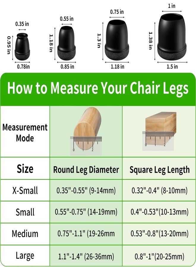 GAGUIUP 24 Pcs Extra Small Chair Leg Floor Protectors, Silicone Chair Leg Protectors for Hardwood Floors, Round Felt Pads Caps Chair Leg Covers to Protect Floors from Scratches & Noise(Black, Fit 0.35"-0.55") - Image 3
