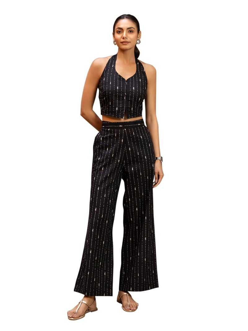 FIORRA Women's Black Printed Cotton Co-ord Set - Image 1