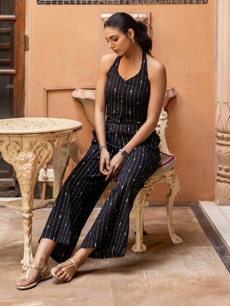 FIORRA Women's Black Printed Cotton Co-ord Set - Image 4