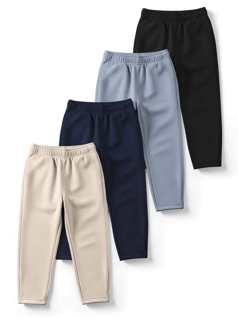 HELLCAT Trendy Solid Cotton Blend Regular Fit Track Pant for Boys - Pack of 4 Beige/Navy Blue/Bluish Grey/Black 7-8 Years - Image 2