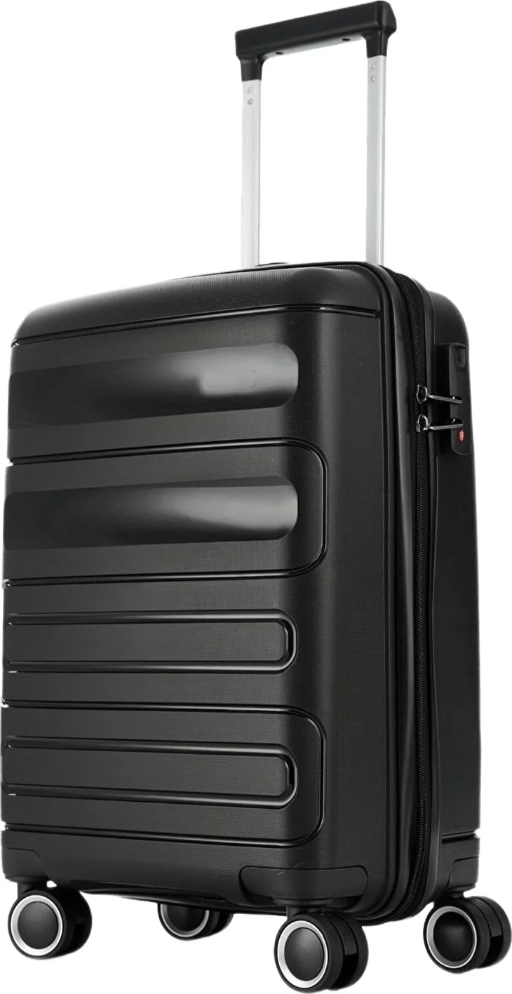 باشكنت تشانتا Başkent Bag Unbreakable Suitcase + Luggage Cover Set Medium Size Black Polypropylene Body 8683255012411