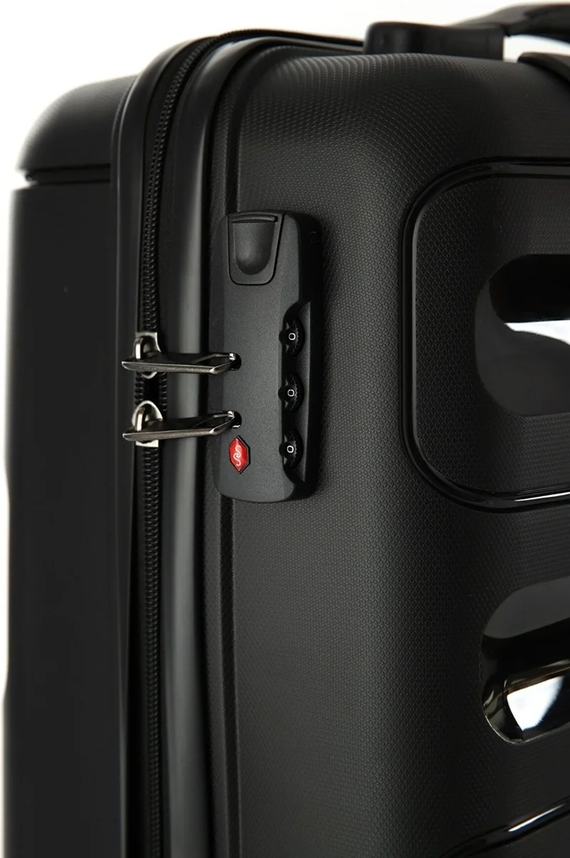باشكنت تشانتا Başkent Bag Unbreakable Suitcase + Luggage Cover Set Medium Size Black Polypropylene Body 8683255012411