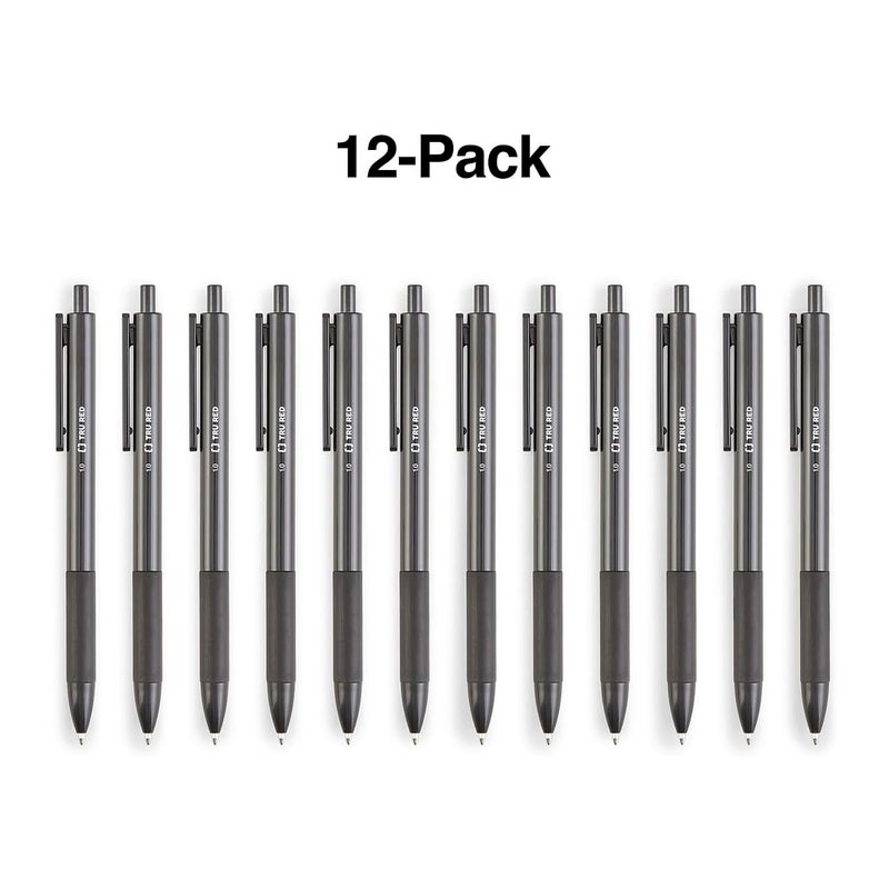 TRU RED TR59161 Ballpoint Gripped Retractable Pen, Medium Point, 1.0mm, Black, Dozen - Image 4