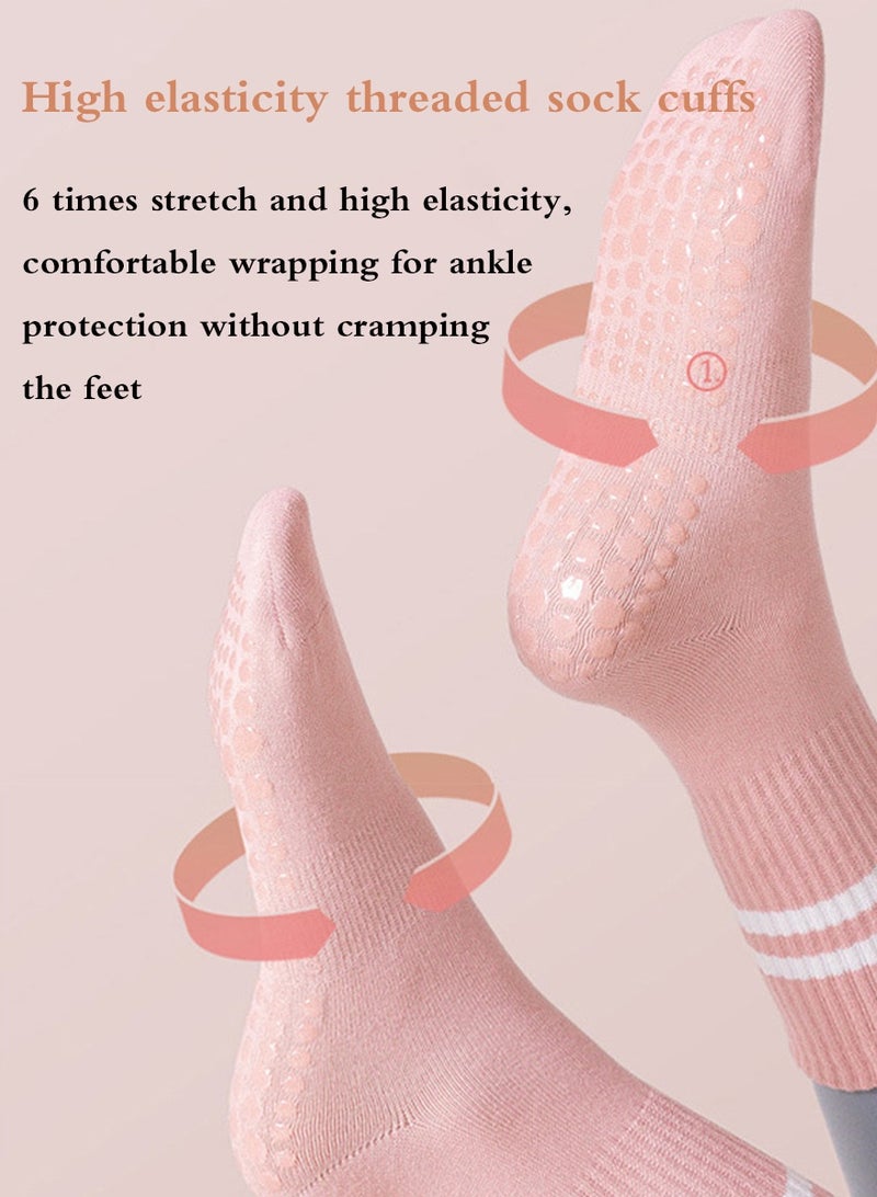 Haidue 4 Pairs Non-Slip Yoga Socks Pilates Grip Socks for Women Yoga Socks for Pilates,Yoga, Ballet, Dance  - Image 5