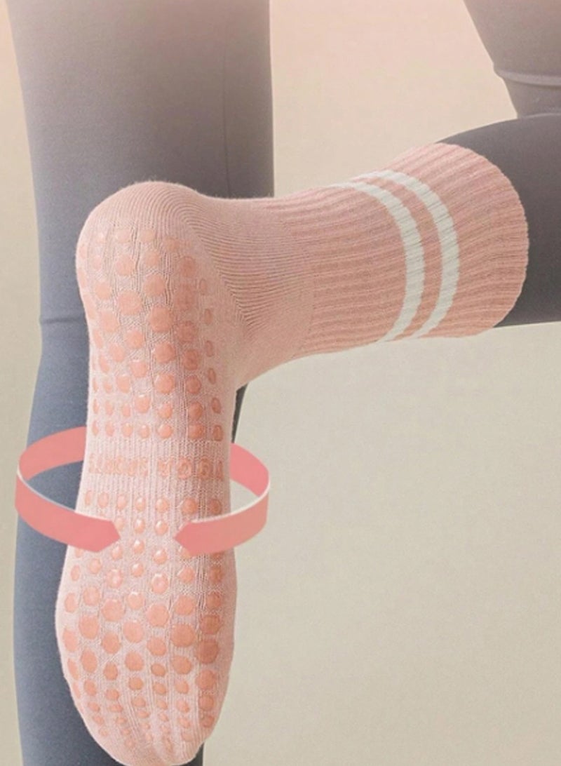 Haidue 4 Pairs Non-Slip Yoga Socks Pilates Grip Socks for Women Yoga Socks for Pilates,Yoga, Ballet, Dance  - Image 2