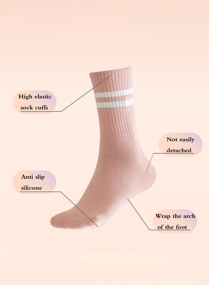 Haidue 4 Pairs Non-Slip Yoga Socks Pilates Grip Socks for Women Yoga Socks for Pilates,Yoga, Ballet, Dance  - Image 3