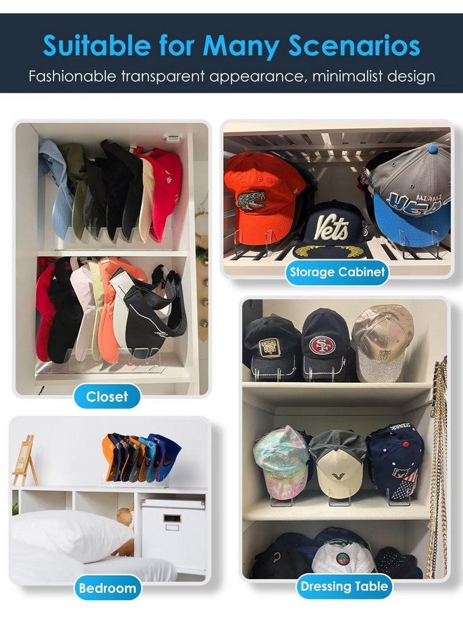 OAPRIRE OAPRIRE Hat Stand for Baseball Caps, No-Install Acrylic Hat Organizer and Display for Closet/Desktop, Baseball Hat Storage Holds 14 Caps, Space Saver Hat Rack Hat Holder (2 Pack, Clear)  - Image 3