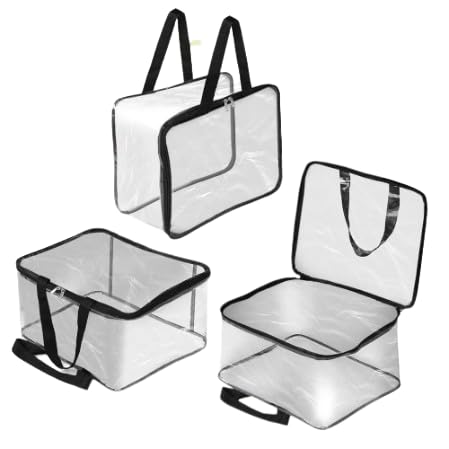 KINDRED Transparent Multipurpose Storage Organizer Bag for Saree Covers Clothes Lehenga Blankets Bedsheets Toys plastic Storage bag pack of 3 Transparent - Image 1