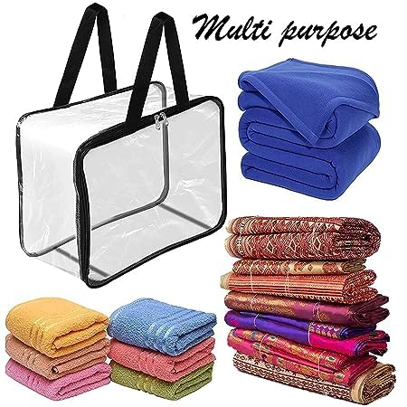 KINDRED Transparent Multipurpose Storage Organizer Bag for Saree Covers Clothes Lehenga Blankets Bedsheets Toys plastic Storage bag pack of 3 Transparent - Image 4