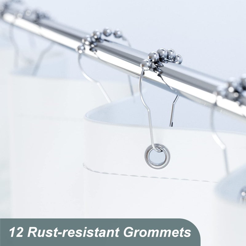 AmazerBath Shower Curtain Green, Washable Cloth Sage Green Shower Curtain Sets with 12 Metal Shower Curtain Hooks, Luxury Waterproof Rustic Fabric Shower Curtains for Bathroom Decor, 72x72 Inches - Image 5