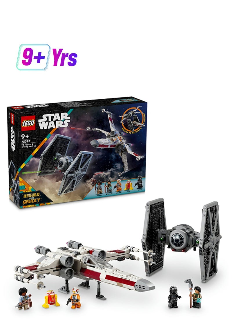 LEGO - Star Wars Tie Fighter & X-Wing Mash-Up Buildable Toy Starfighters For Kids, Customisable Vehicles, Gift For Boys, Girls And Any Fans 75393 (1063 Pieces) - Image 1