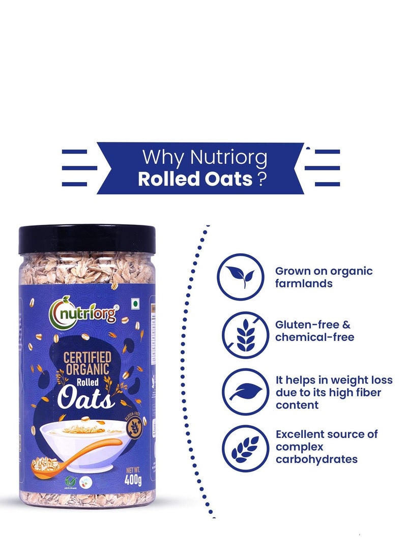 Nutriorg Organic Rolled Oats 400g | Gluten Free | Weight Management | High Fiber Oats - Image 4