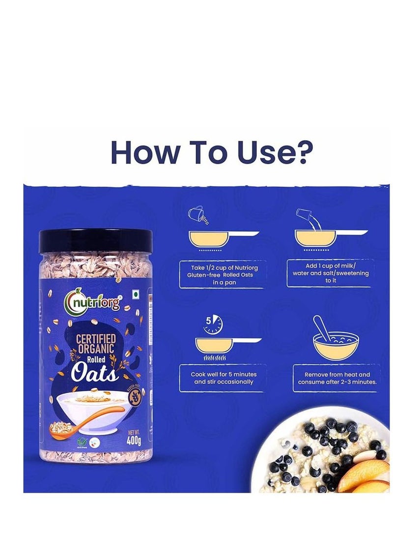 Nutriorg Organic Rolled Oats 400g | Gluten Free | Weight Management | High Fiber Oats - Image 5